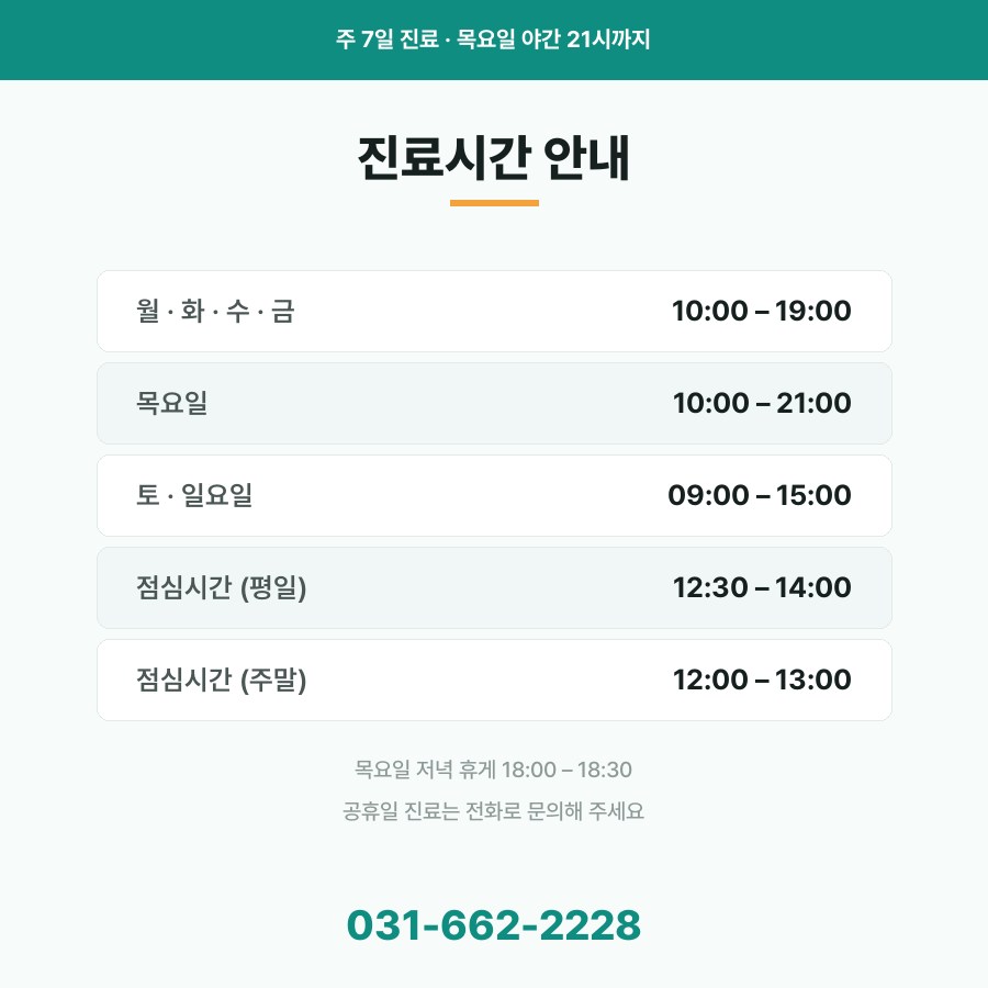 고덕치과 진료시간 안내 주 7일 진료